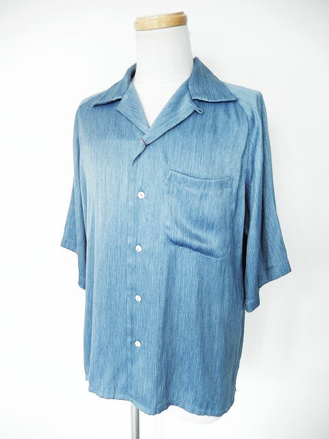 m's braque 開襟シャツ 半袖 RAGLAN-SLEEVE ALOHA SHIRT sax blue